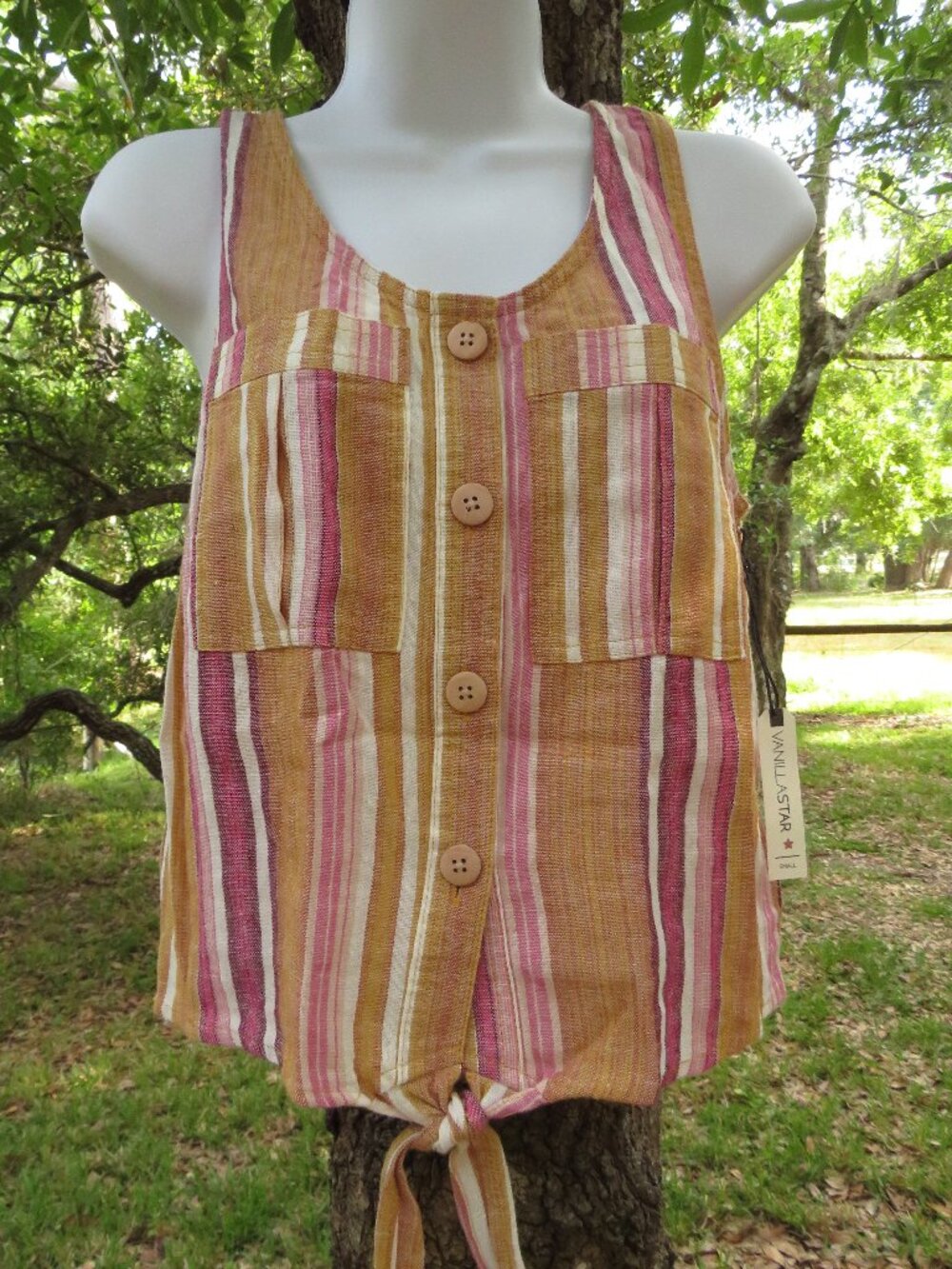 Womens Vanilla Star Linen Viscose Crop top Small NWT